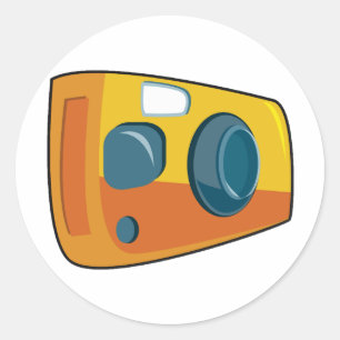 Retro-Gelb-Punkt-und-Shoot-Filmkamera Runder Aufkleber