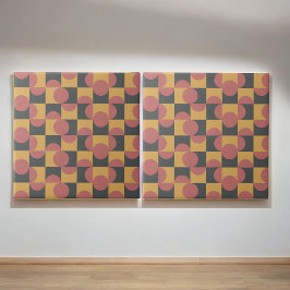 Retro Gelb Rot Halbkreis geprüft Fliese