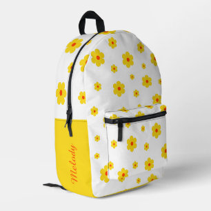 Retro Gelbe Daisy Vintage Blumenmuster Bedruckter Rucksack