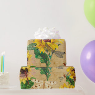 Retro-Gelbe Libblütenblüte Geschenkpapier