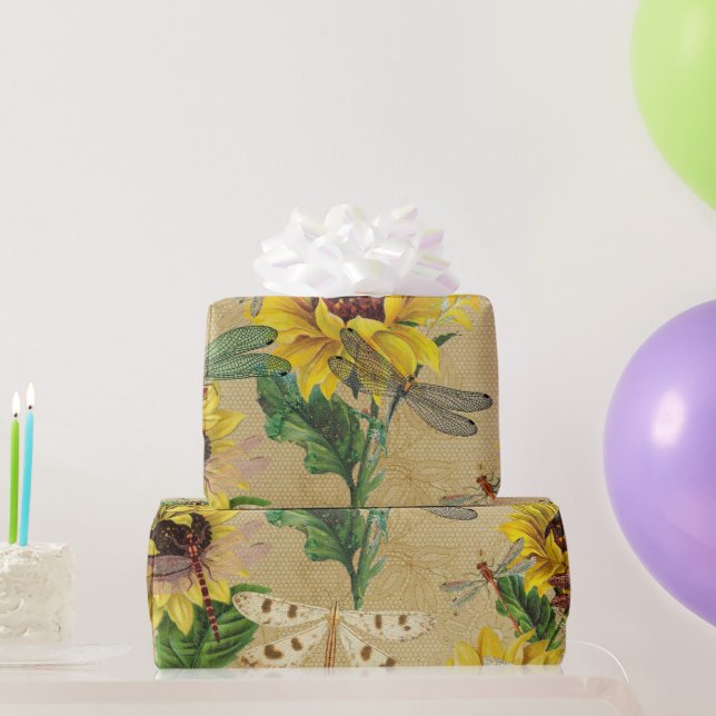  Retro-Gelbe Libblütenblüte Geschenkpapier (Partygeschenke)