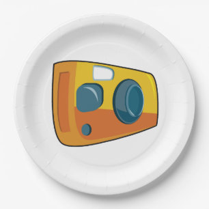Retro Gelbe Point-and-Shoot-Filmkamera Pappteller