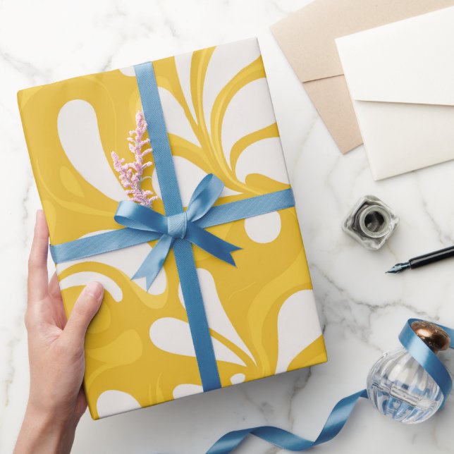 Retro Gelbe Senf Pop Creme Abstrakte Muster Geschenkpapier (Schenken)