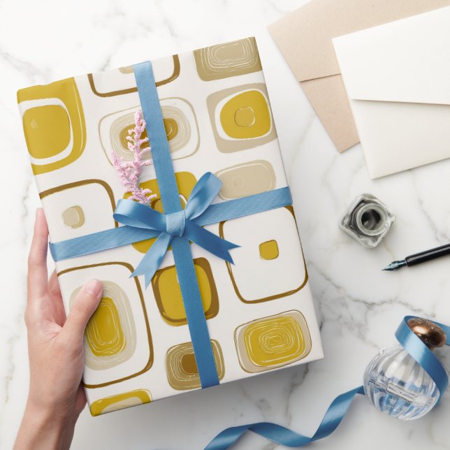 Retro Gelbe Senf Pop Creme Abstrakte Muster Geschenkpapier (Schenken)