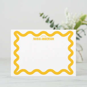 Retro-Gelbe Wavy-Border Personalisiert Mitteilungskarte