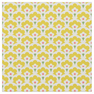 Retro Gelbes Blumengartenmuster Stoff