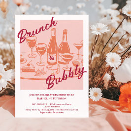 Retro-gelbes "Brunch & Bubbly"-Brautbad Einladung