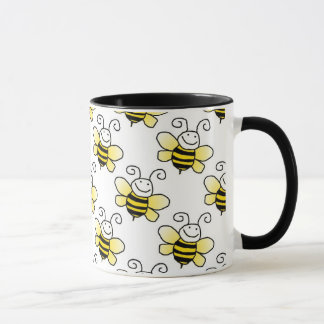 Retro gelbes Hummel-Bienen-Muster Tasse