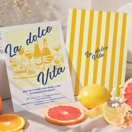 Retro-gelbes „La dolce vita“ Brautbad Einladung