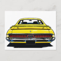 Retro-gelbes Muscle-Car, Illustration im Pop-Art-S