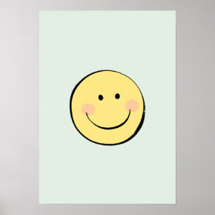 Retro gelbes Smiley-Gesicht Glückliche Kinderzimme Poster