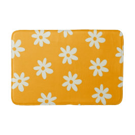 Retro Gelbes weißes Blumenmuster Einfaches Muster Badematte