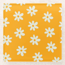 Retro Gelbes weißes Blumenmuster Einfaches Muster