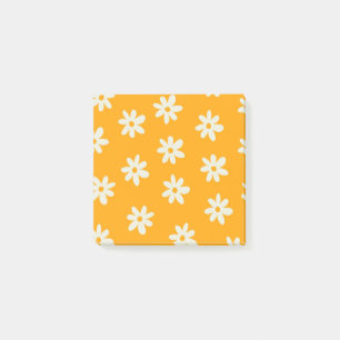Retro Gelbes weißes Blumenmuster Einfaches Muster  Post-it Klebezettel