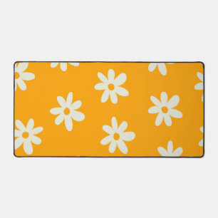 Retro Gelbes weißes Blumenmuster Einfaches Muster  Schreibtischunterlage