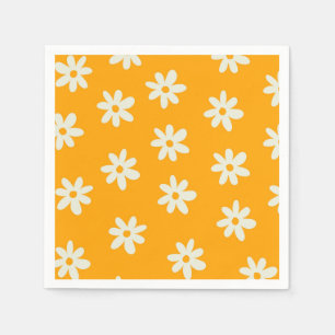 Retro Gelbes weißes Blumenmuster Einfaches Muster Serviette
