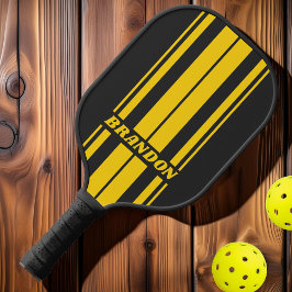 Retro-Gelbjacke Dualboard Streifen mit Namen Pickleball Schläger