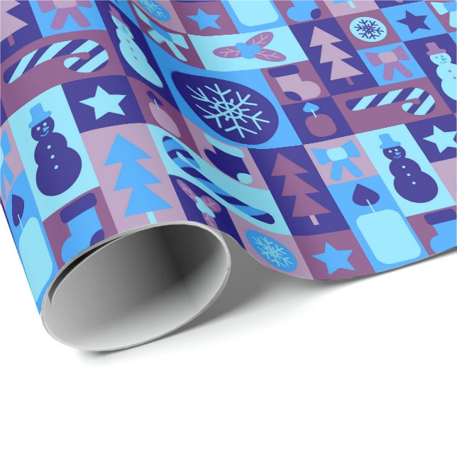 Retro gemischtes Weihnachten Patchwork Geschenkpapier (Rolleneckpunkt)