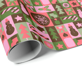 Retro gemischtes Weihnachts-Patchwork Geschenkpapier
