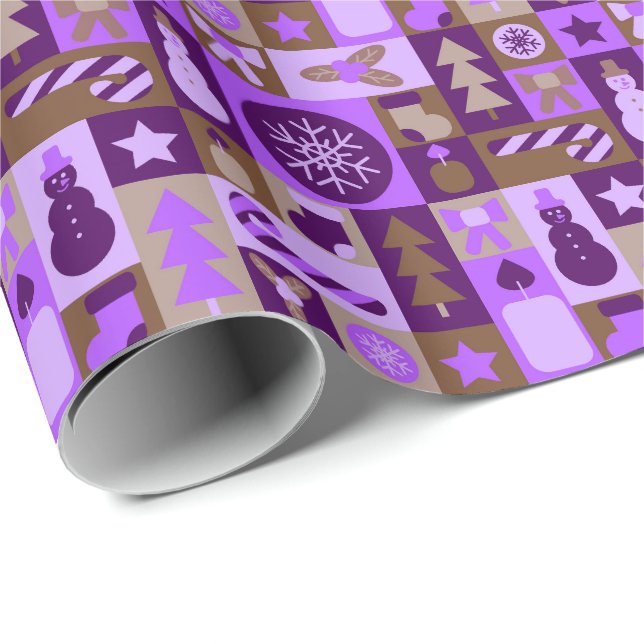 Retro gemischtes Weihnachtspatchwork Geschenkpapier (Rolleneckpunkt)