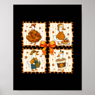 Retro Gemütliche Gans Kürbis Herbst Thanksgiving Poster