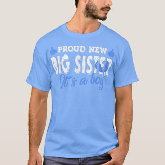Retro Gender Reveal Proud New Big Sister It's A Bo T-Shirt