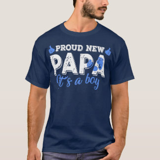 Retro Gender Reveal Proud New Papa Es ist ein Jung T-Shirt