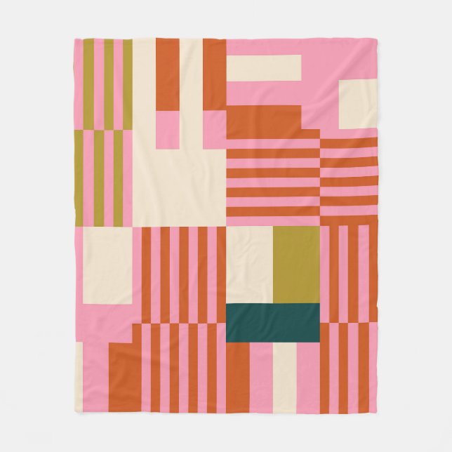 Retro Geometric Abstrakt Mosaic Fleecedecke (Vorderseite)