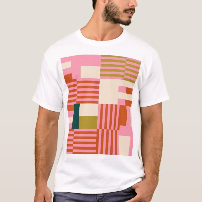 Retro Geometric Abstrakt Mosaic T-Shirt (Vorderseite)