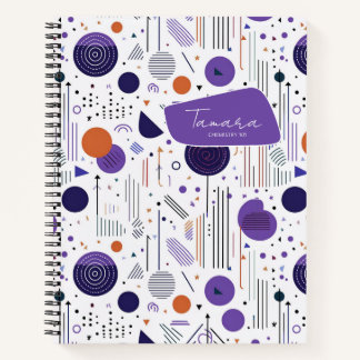 Retro Geometric Abstrakt Pat3 Lila Orange ID1067 Notizbuch