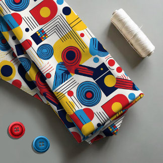 Retro Geometric Abstrakt Pat#10 Navy Red ID1067 Stoff