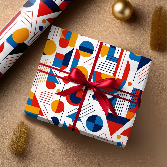 Retro Geometric Abstrakt Pat#11 Navy Gold ID1067 Geschenkpapier (Von Creator hochgeladen)