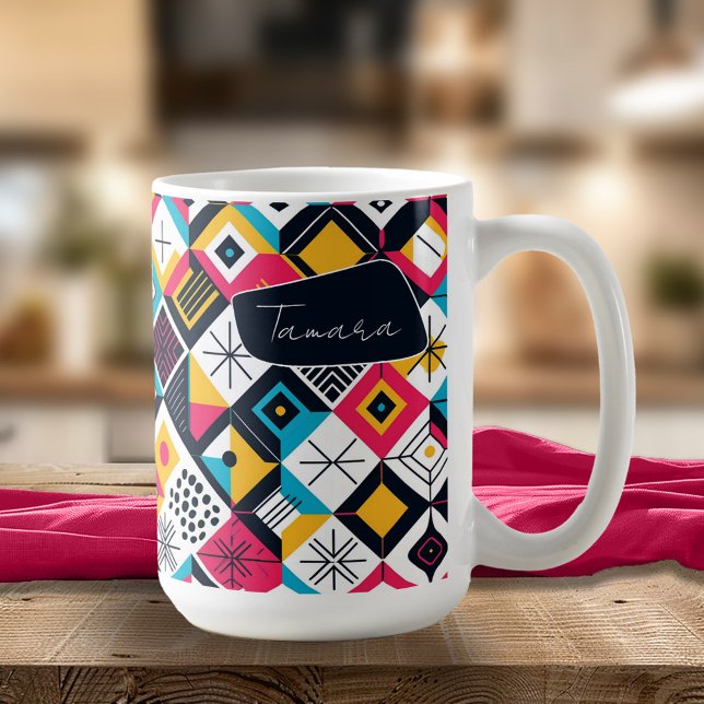 Retro Geometric Abstrakt Pat#12 Multi Color ID1067 Kaffeetasse (Von Creator hochgeladen)