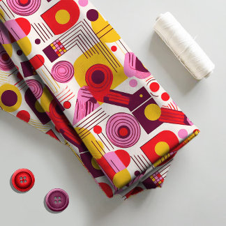 Retro Geometric Abstrakt Pat#13 Red Orange ID1067 Stoff