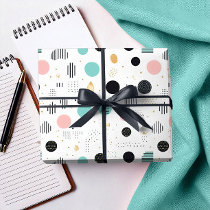 Retro Geometric Abstrakt Pat#1 Aquamarin Pink ID10 Geschenkpapier