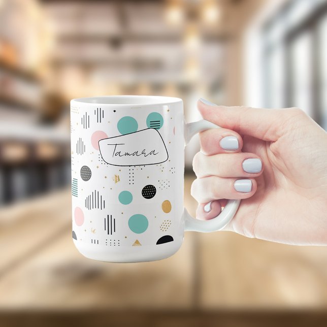 Retro Geometric Abstrakt Pat#1 Aquamarin Pink ID10 Kaffeetasse (Von Creator hochgeladen)