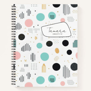 Retro Geometric Abstrakt Pat#1 Aquamarin Pink ID10 Notizbuch