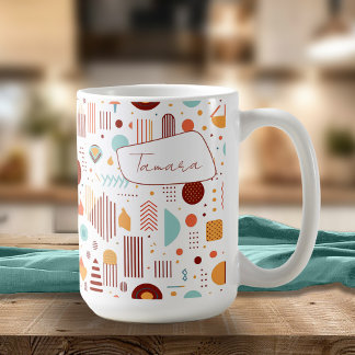 Retro Geometric Abstrakt Pat#5 Brick Gold ID1067 Kaffeetasse