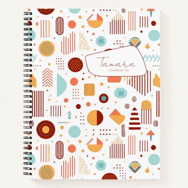 Retro Geometric Abstrakt Pat#5 Brick Gold ID1067 Notizbuch (Vorderseite)