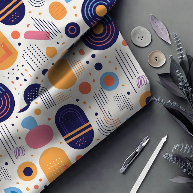 Retro Geometric Abstrakt Pat#7 Indigonummer 1067 Stoff (Von Creator hochgeladen)