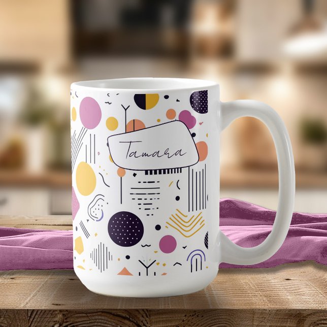 Retro Geometric Abstrakt Pat#8 Magenta ID1067 Kaffeetasse (Von Creator hochgeladen)