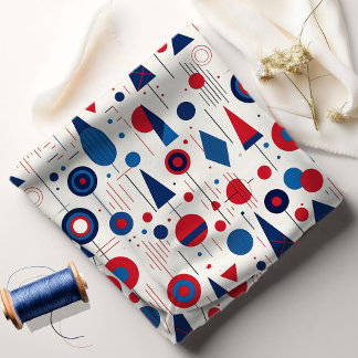 Retro Geometric Abstrakt Pat#9 Navy Red ID1067 Stoff