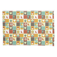 Retro Geometric Abstrakt Pattern Braun Gelb Blau