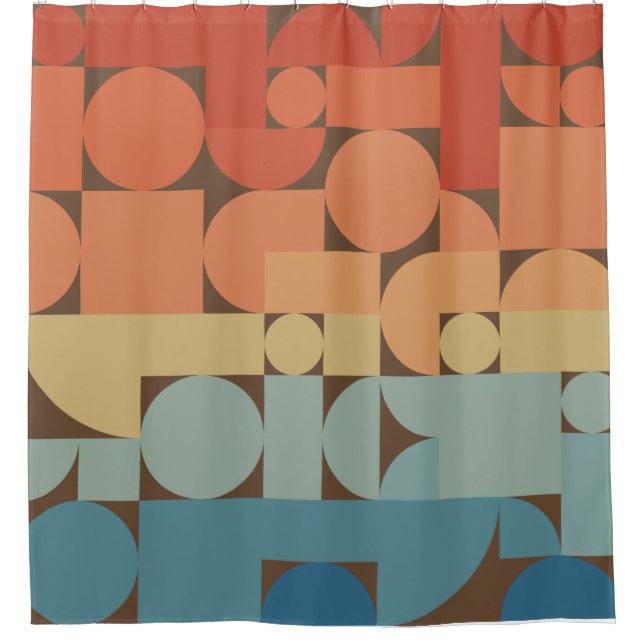 Retro Geometric Art 70er Style Duschvorhang (Vorderseite)