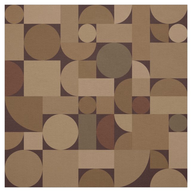 Retro Geometric Art Coffee Brown Stoff (Muster)