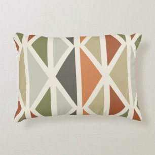 Retro Geometric Art Dreiecke grünes Orange Dekokissen