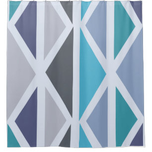 Retro Geometric Art Dreiecke Türkis Grau Duschvorhang