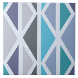 Retro Geometric Art Dreiecke Türkis Grau Fliese