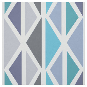 Retro Geometric Art Dreiecke Türkis Grau Stoff