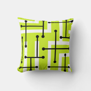 Retro Geometric Art Maze Chartreuse Kissen